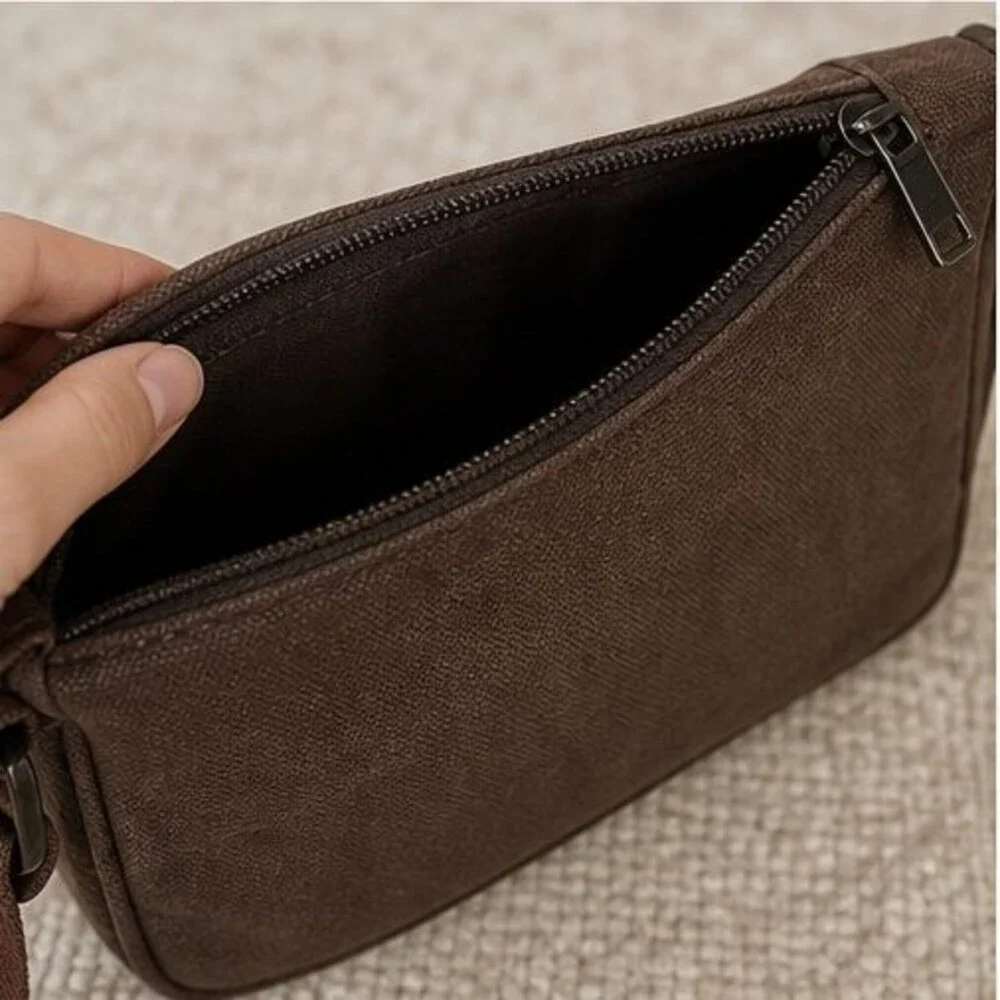 Brown Canvas Crossbody Bag